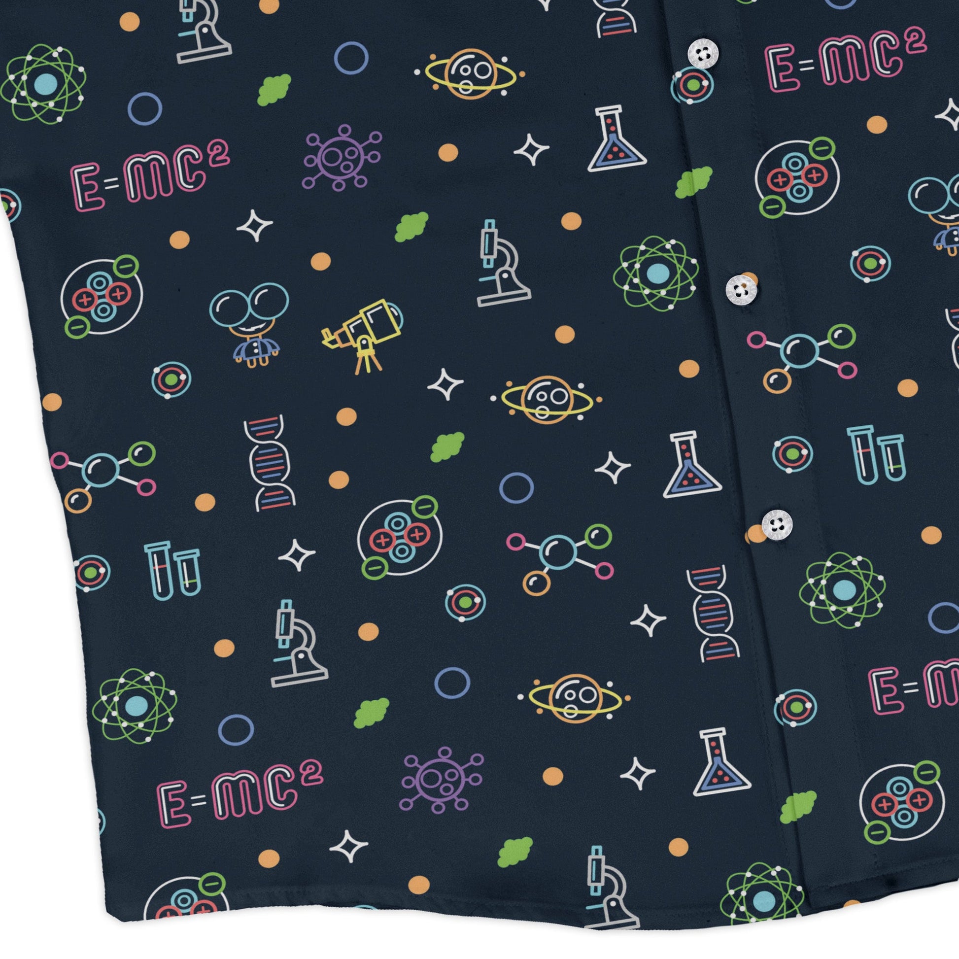 Science DNA Molecules Dark Navy Long Sleeve Button Up Shirt