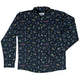 Science DNA Molecules Dark Navy Long Sleeve Button Up Shirt Geek Nerd adult sizing FLOW DESC WRITING science print