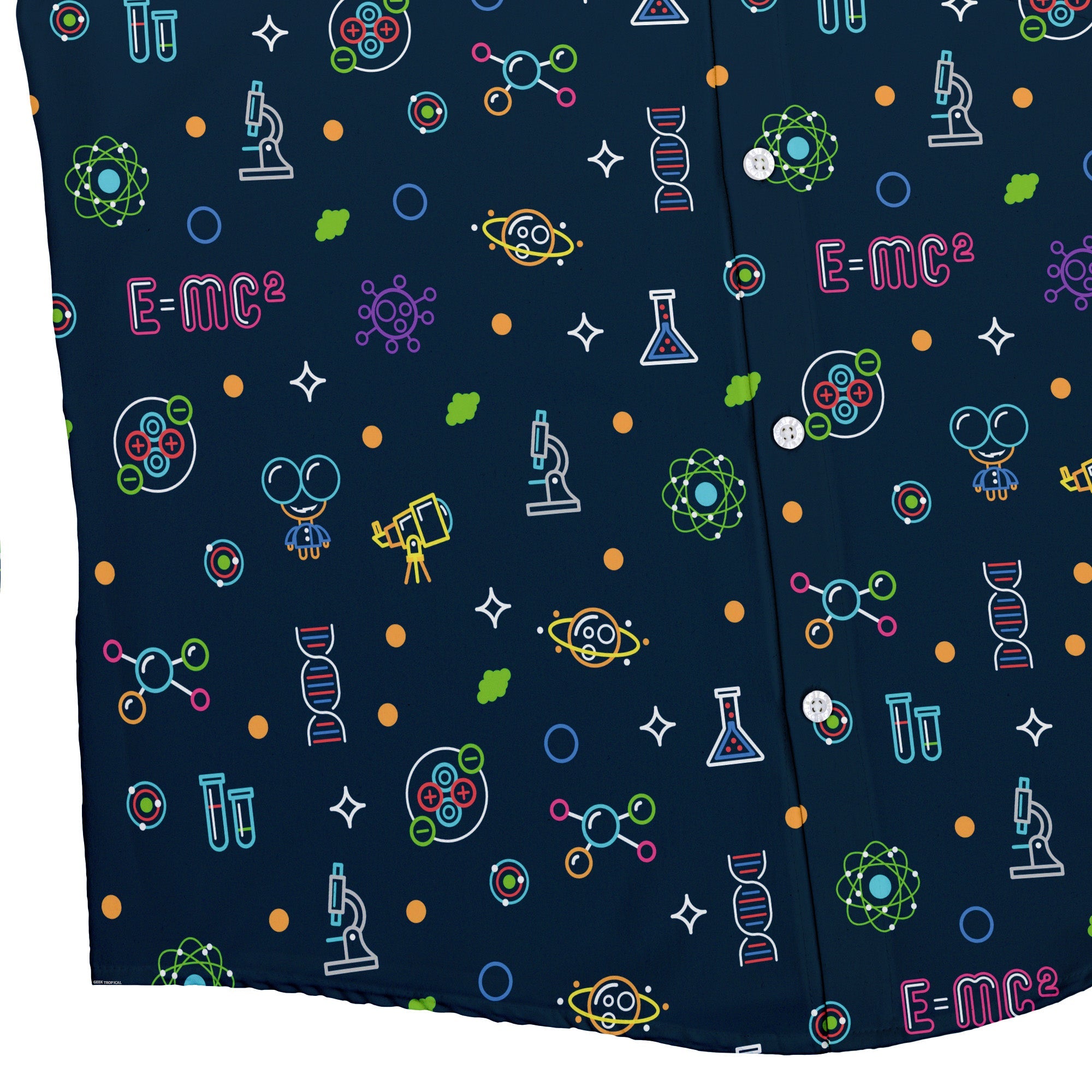 Science DNA Molecules Dark Navy Button Up Shirt - adult sizing - science print -