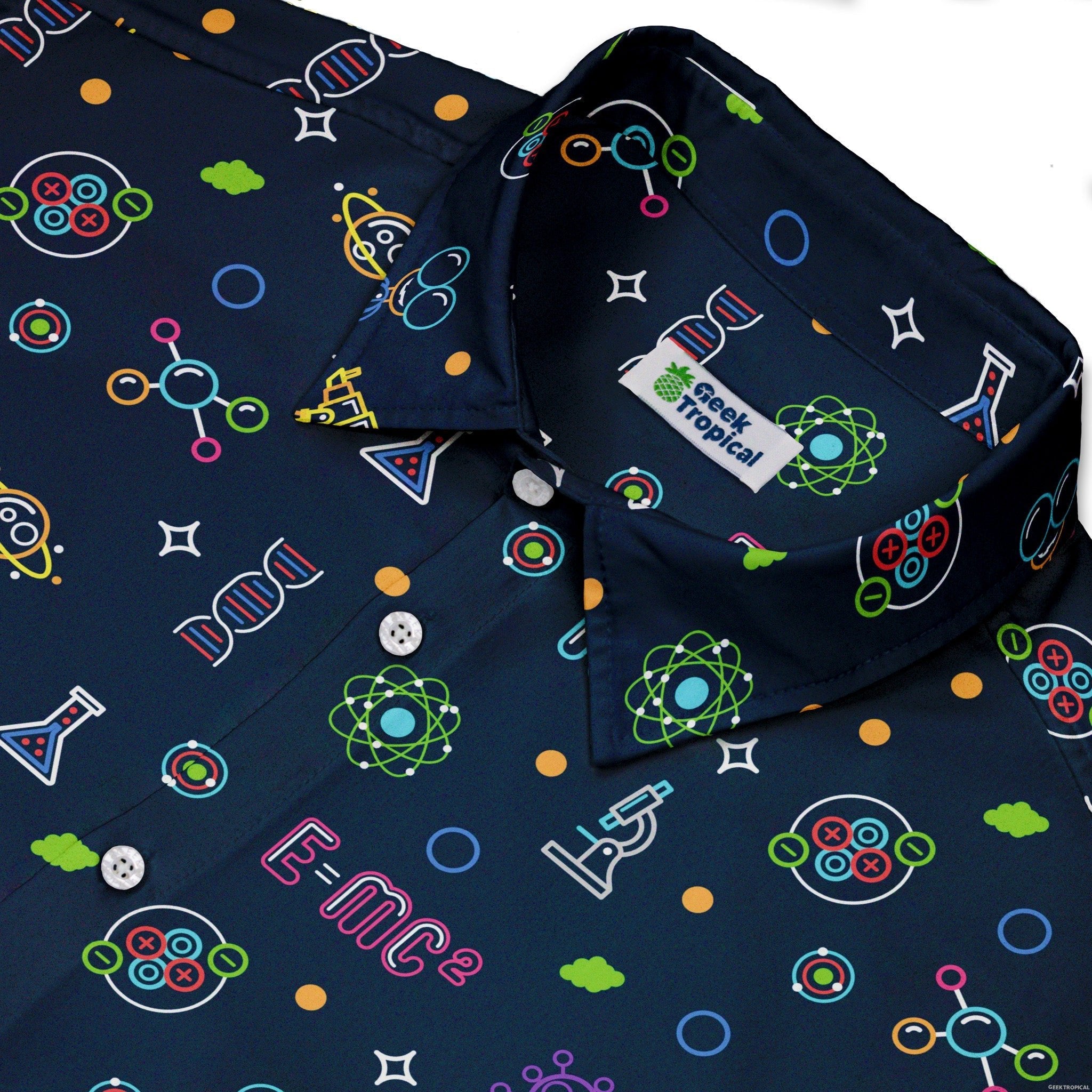 Science DNA Molecules Dark Navy Button Up Shirt - adult sizing - science print -