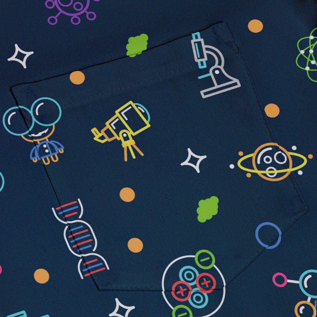 Science DNA Molecules Dark Navy Button Up Shirt - adult sizing - science print -