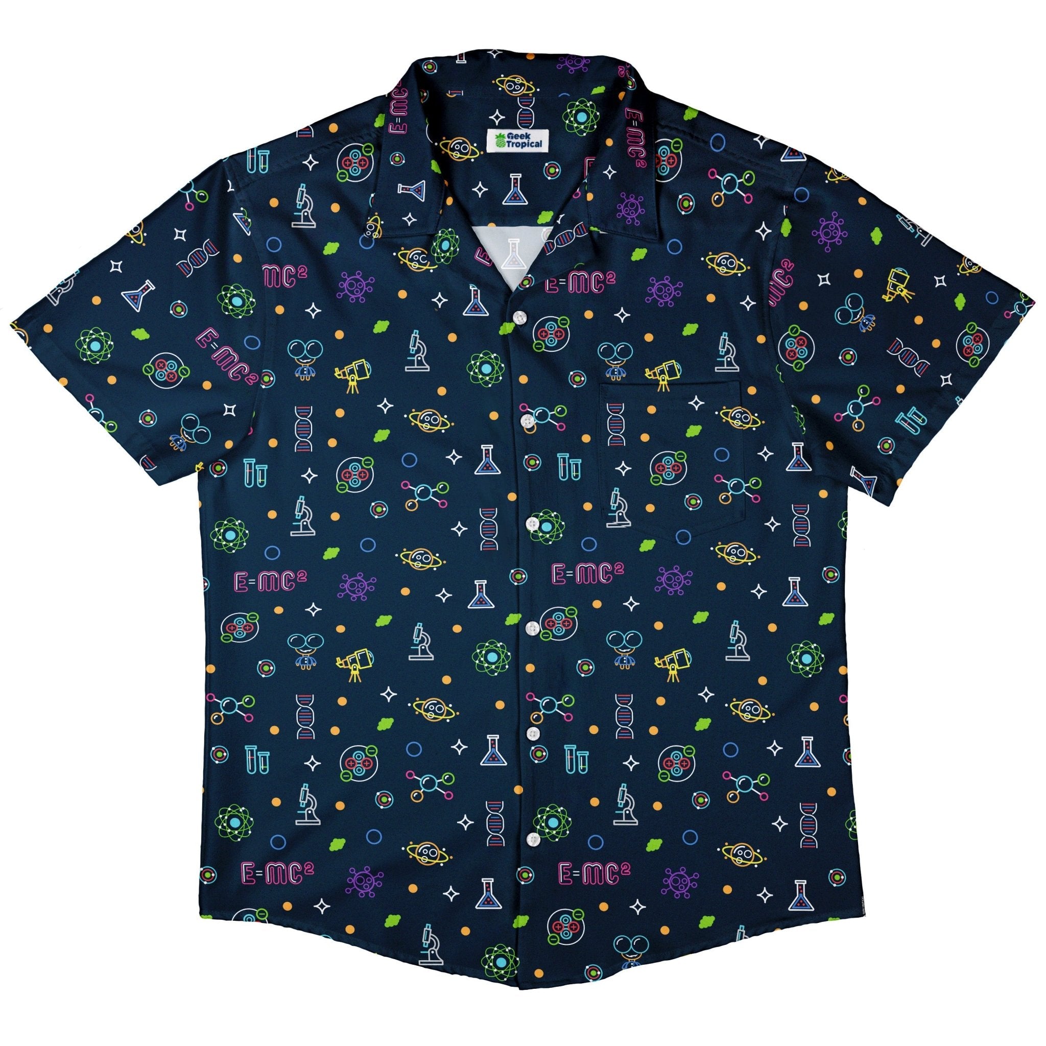 Ready - to - Ship Science DNA Molecules Button Up Shirt Geek Nerd adult sizing fix Ready - to - Ship