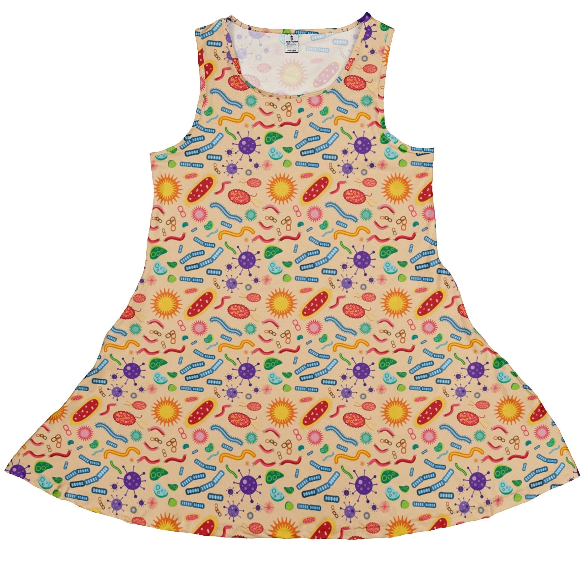 Science Detailed Microbes Pink Orange Dress Geek Nerd lx - C science print