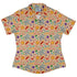 Science Detailed Microbes Pink Orange Curvy Button Up Shirt Geek Nerd science print women