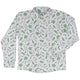 Science Green Microbes White Long Sleeve Button Up Shirt Geek Nerd adult sizing FLOW DESC WRITING science print