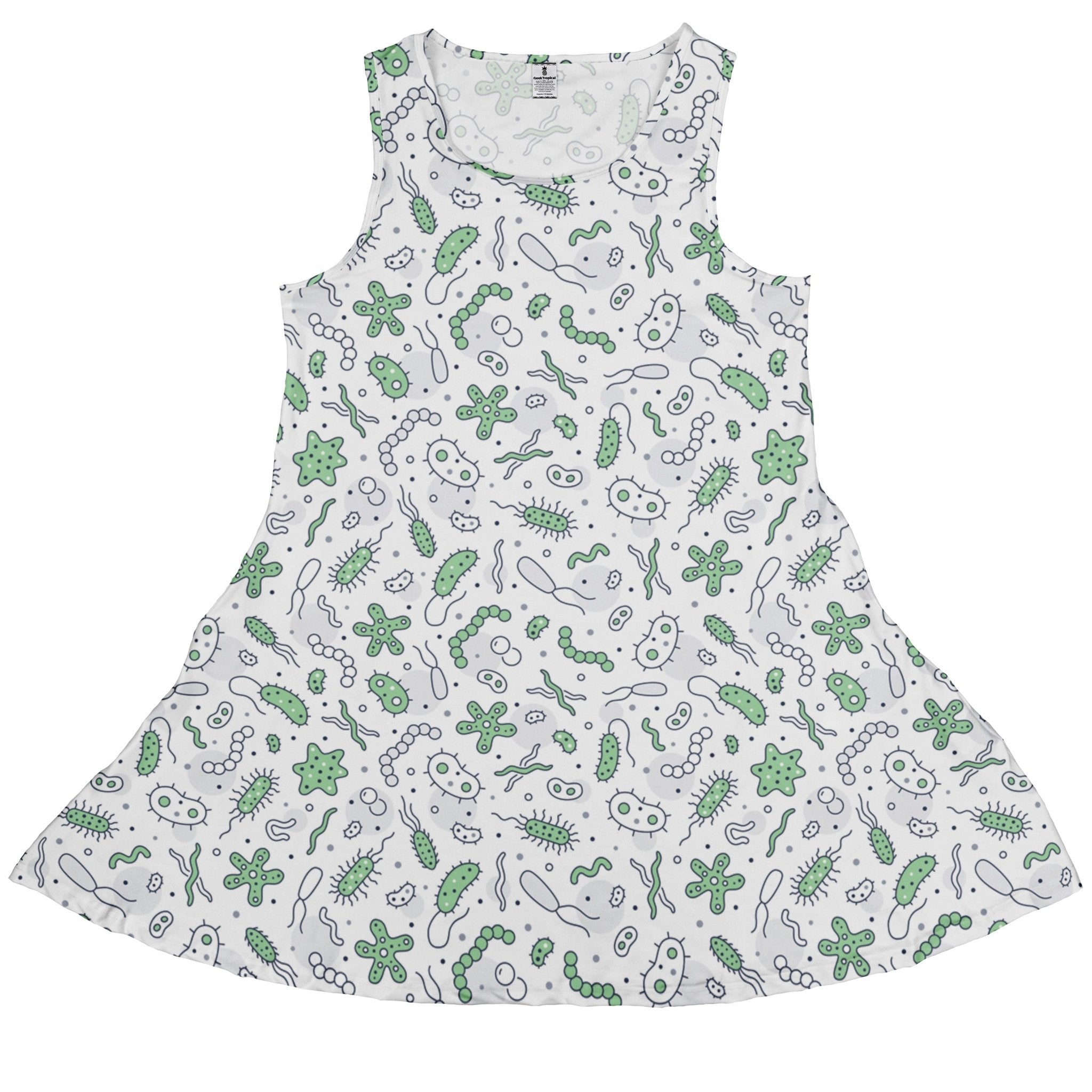Science Green Microbes White Dress Geek Nerd lx - C science print
