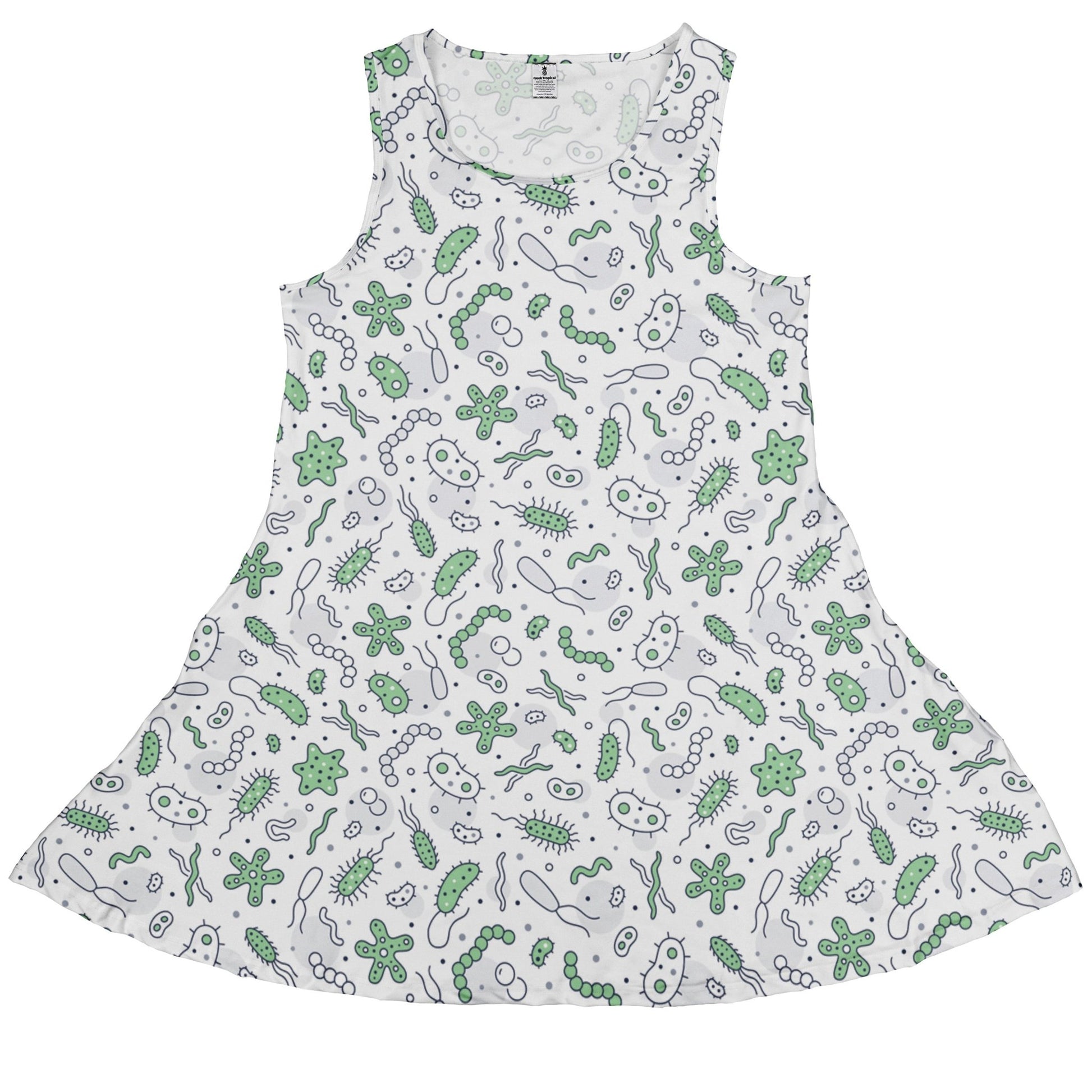 Science Green Microbes White Dress Geek Nerd lx - C science print