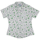 Science Green Microbes White Curvy Button Up Shirt Geek Nerd science print women