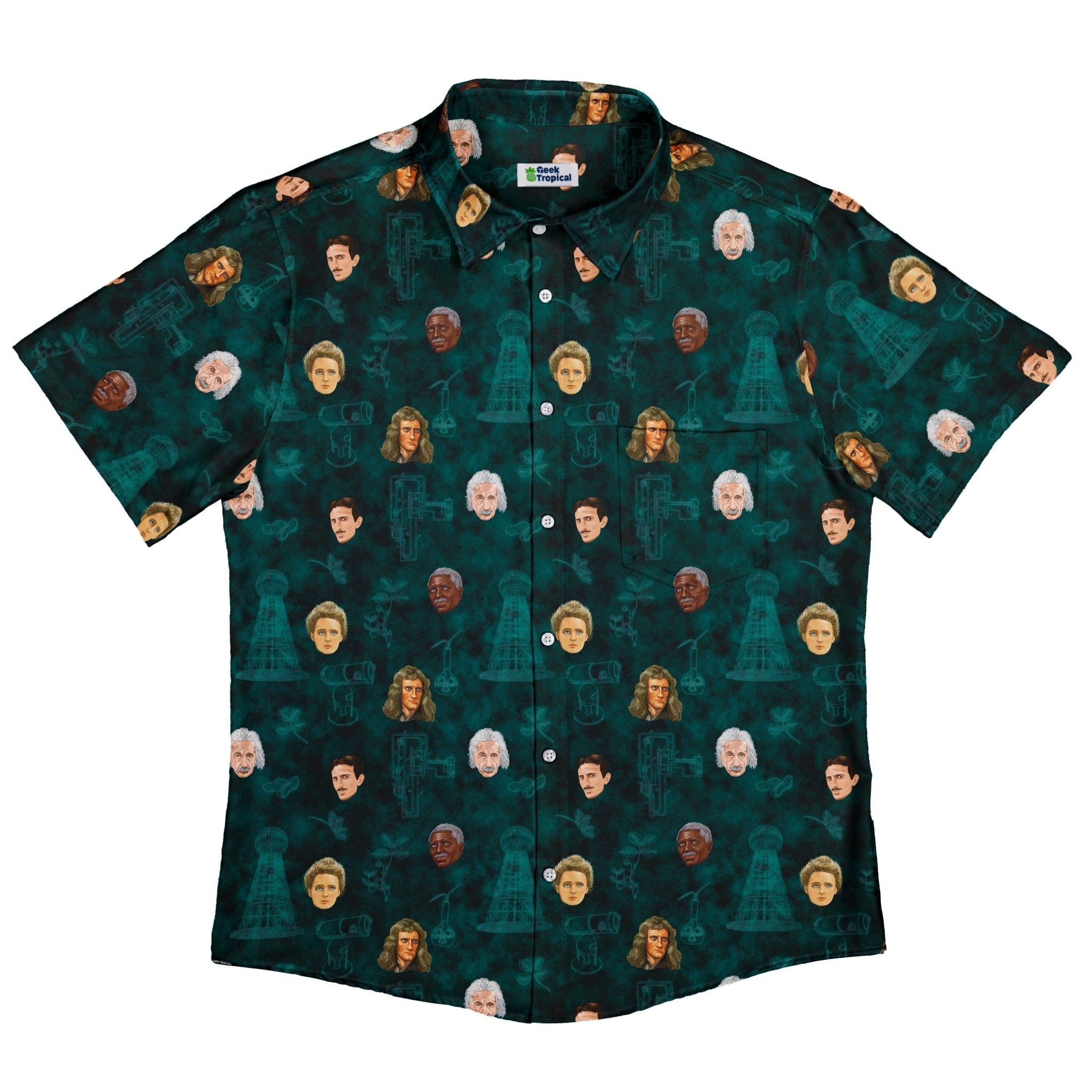 Science Legends Button Up Shirt - adult sizing - Designs by Nathan - science print