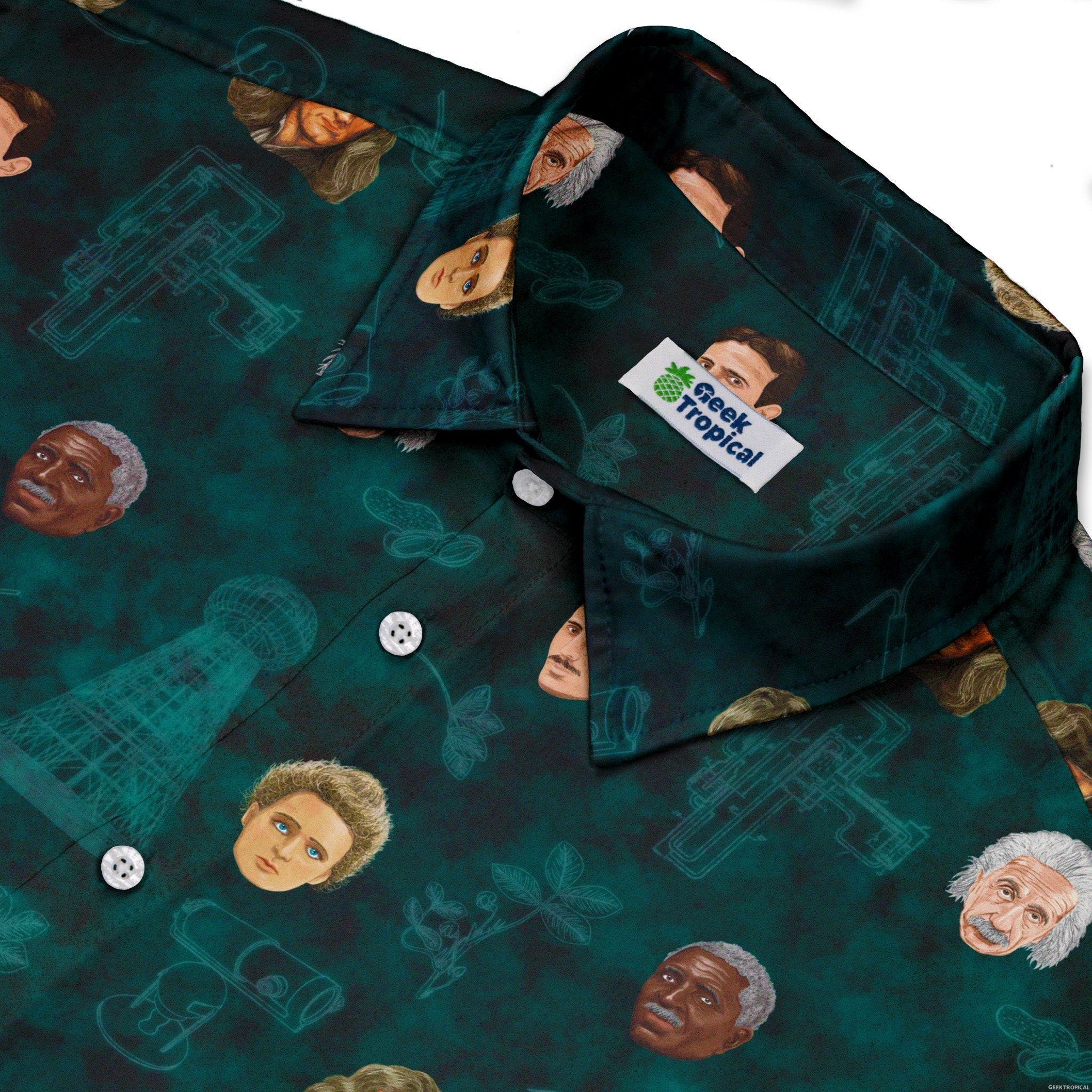 Science Legends Button Up Shirt - adult sizing - Designs by Nathan - science print