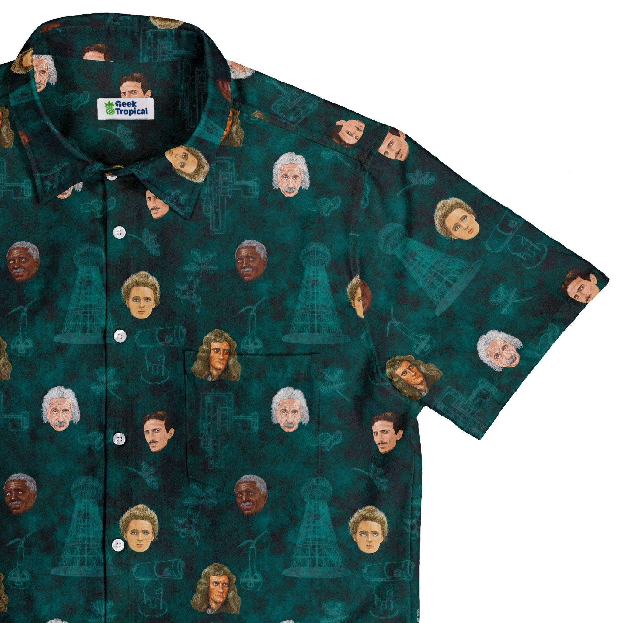 Science Legends Button Up Shirt - adult sizing - Designs by Nathan - science print