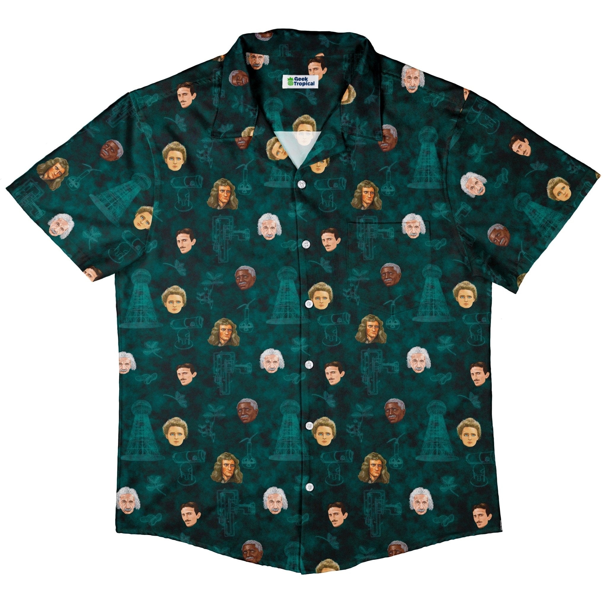 Science Legends Button Up Shirt - adult sizing - Designs by Nathan - science print