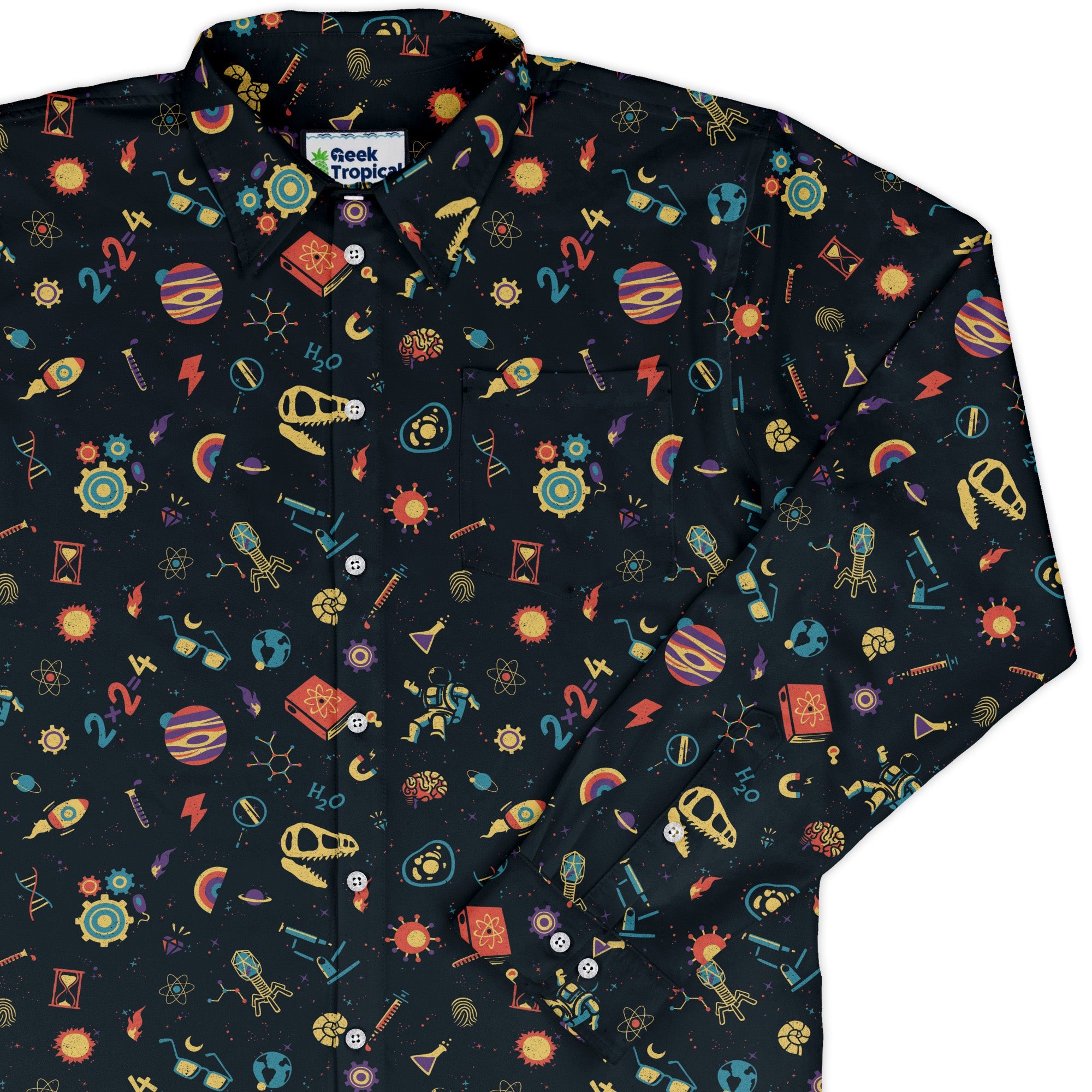 Science Love Long Sleeve Button Up Shirt