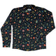 Science Love Long Sleeve Button Up Shirt Geek Nerd adult sizing Design by Tobe Fonseca FLOW DESC WRITING