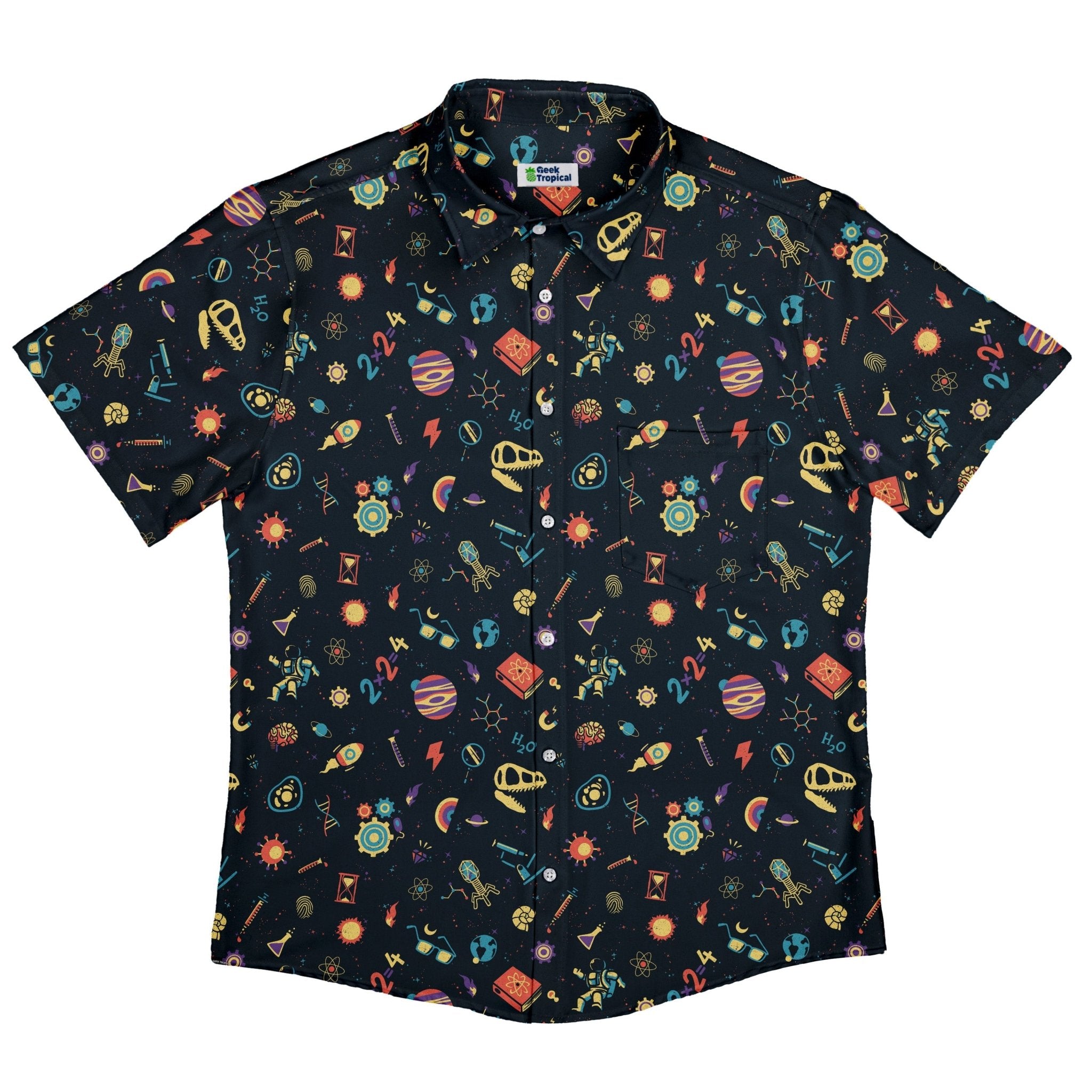 Science Love Button Up Shirt - adult sizing - Design by Tobe Fonseca - Q3 - 2