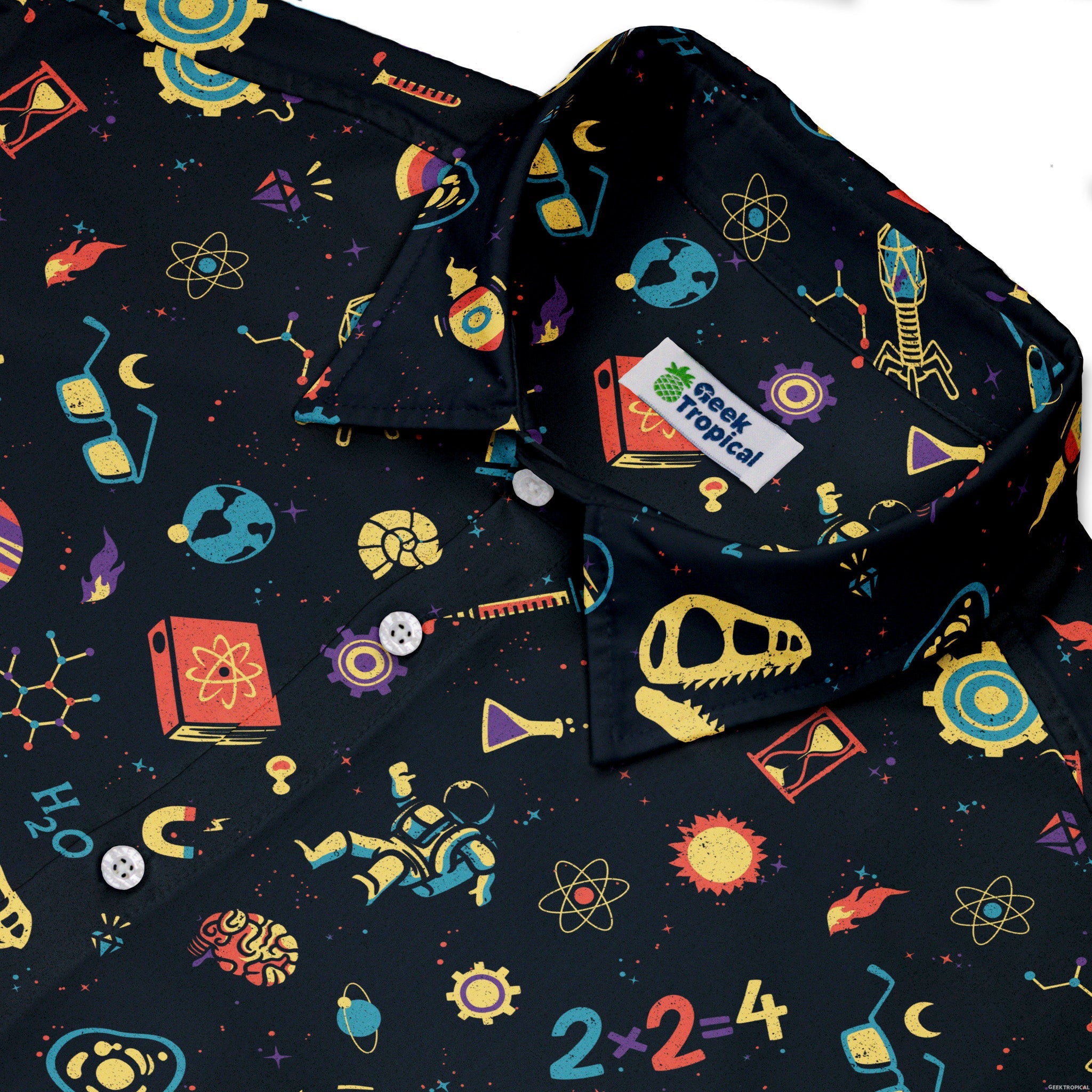 Science Love Button Up Shirt - adult sizing - Design by Tobe Fonseca - Q3 - 2