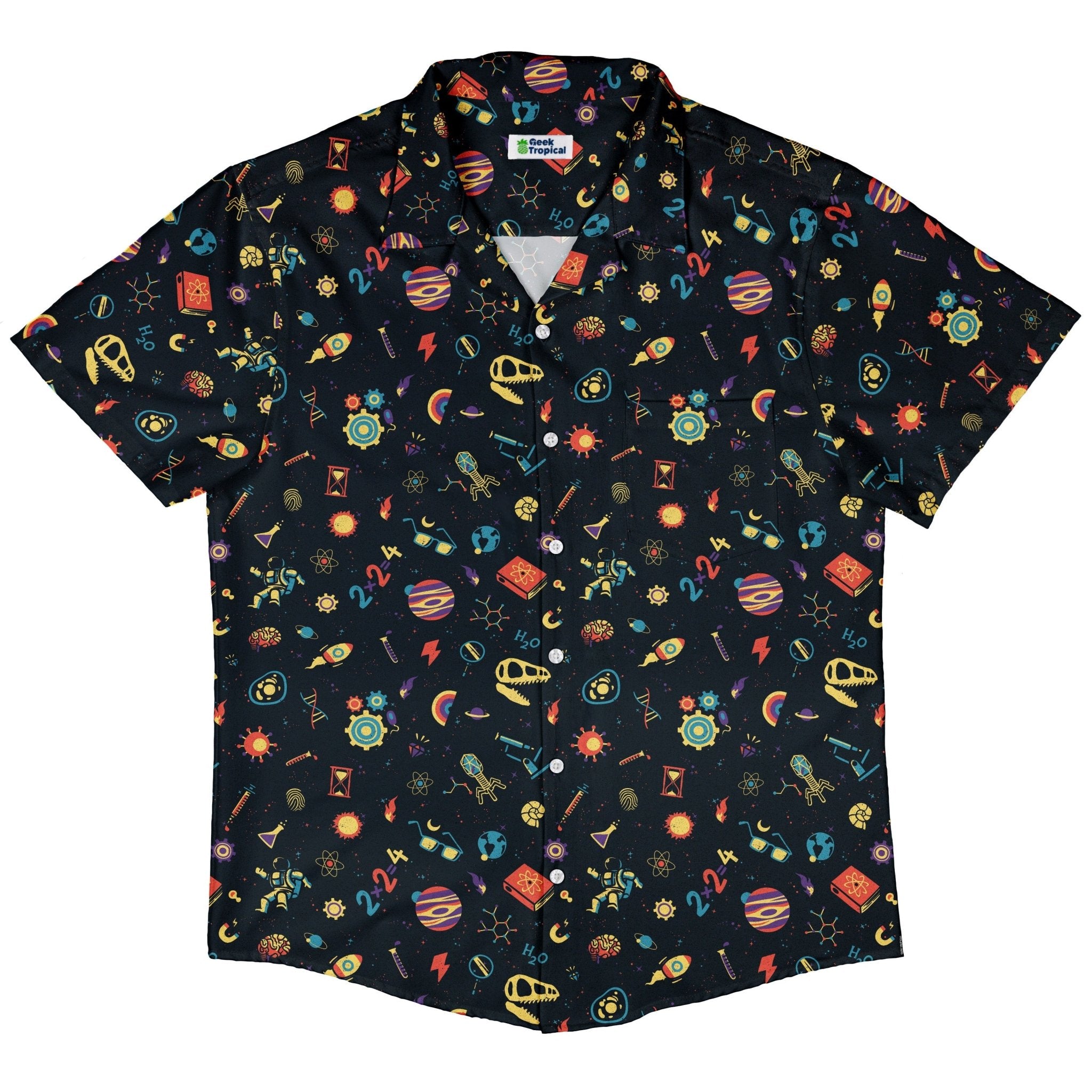 Science Love Button Up Shirt - adult sizing - Design by Tobe Fonseca - Q3 - 2