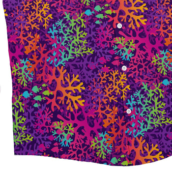 Science Marine Biology Rainbow Coral Button Up Shirt - adult sizing - Maximalist Patterns - science print