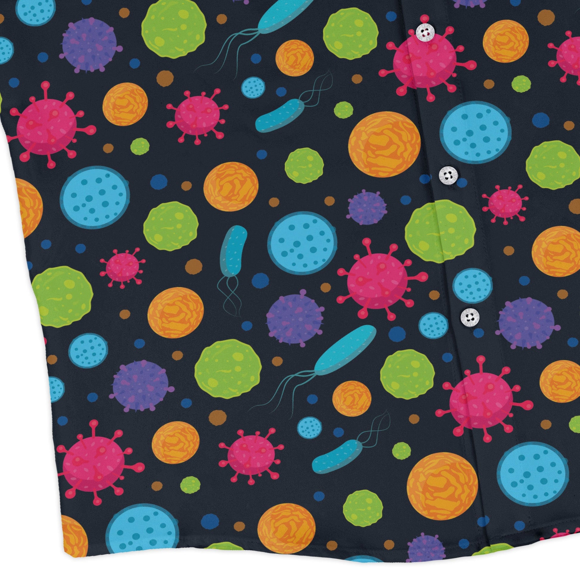 Science Microbiology Rainbow Navy Long Sleeve Button Up Shirt