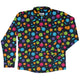 Science Microbiology Rainbow Navy Long Sleeve Button Up Shirt Geek Nerd adult sizing FLOW DESC WRITING science print
