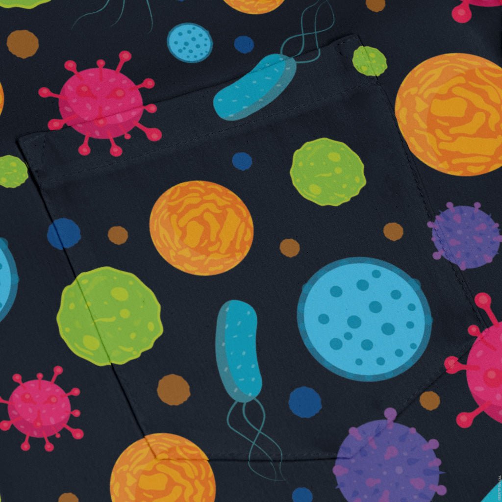 Science Microbiology Rainbow Navy Long Sleeve Button Up Shirt