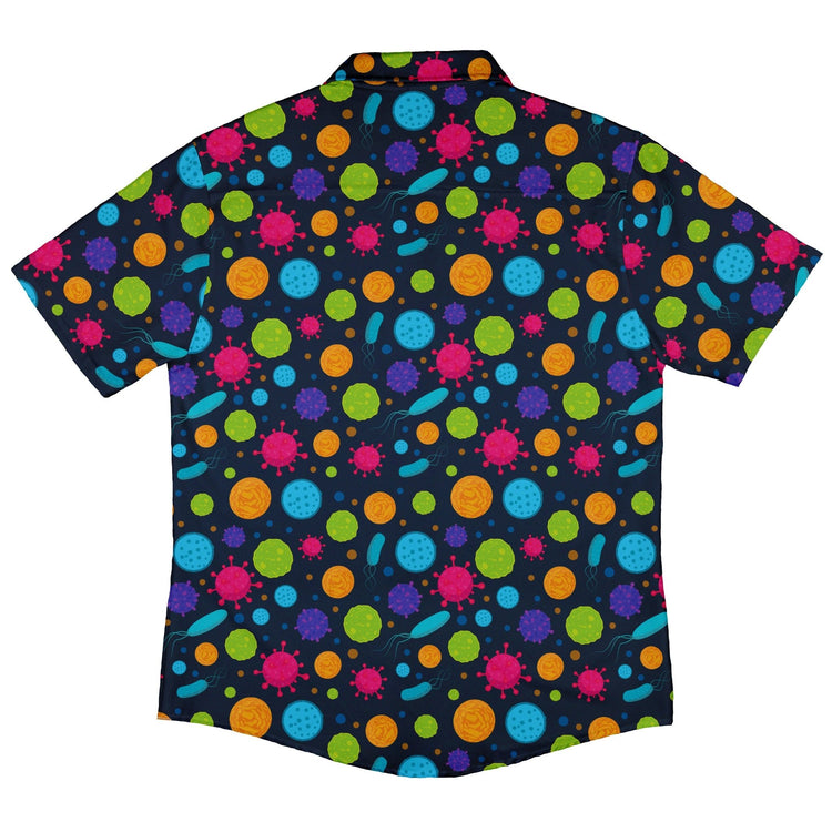 Science Microbiology Rainbow Navy Button Up Shirt - adult sizing - science print -