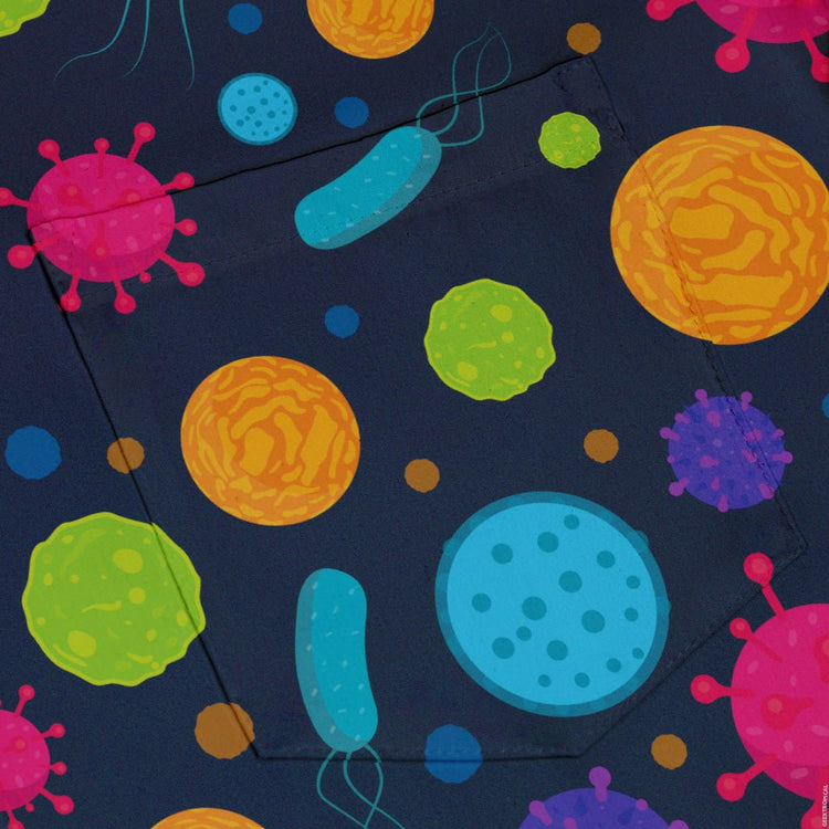 Science Microbiology Rainbow Navy Button Up Shirt - adult sizing - science print -