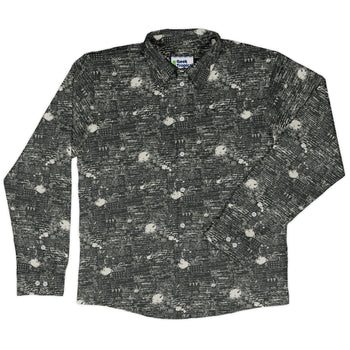 Scripted Ink Long Sleeve Button Up Shirt Geek Nerd adult sizing Book Prints FLOW DESC WRITING