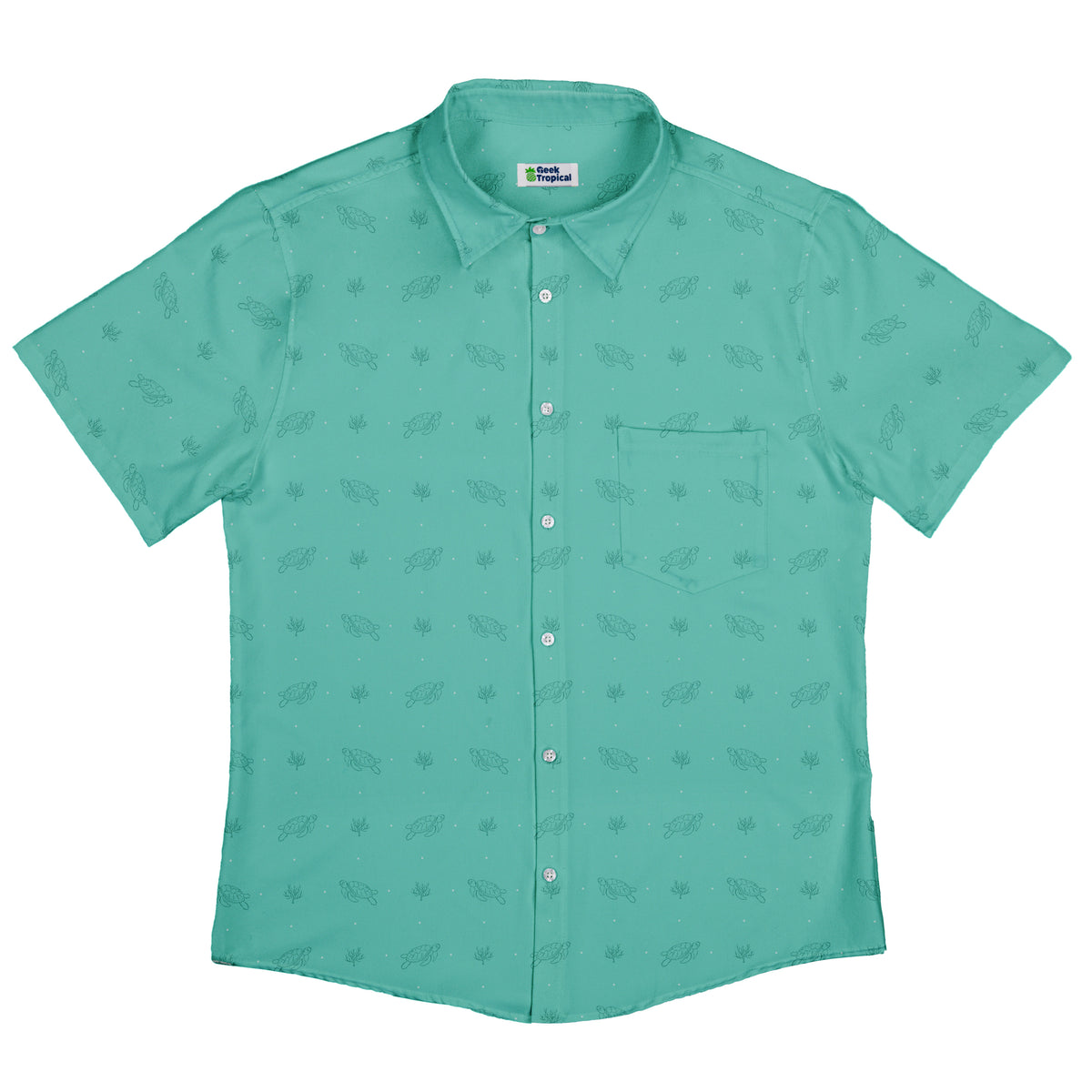 Sea Turtle Life Button Up Shirt Flat Front
