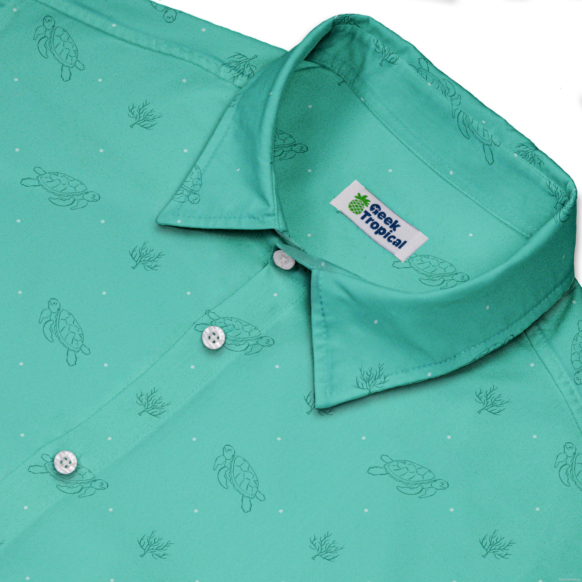 Sea Turtle Life Button Up Shirt Neck