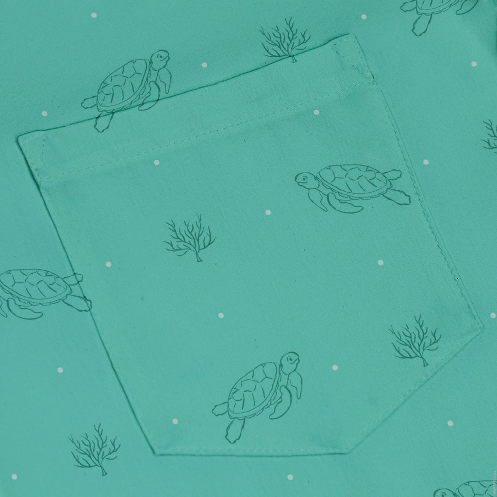 Sea Turtle Life Button Up Shirt Pocket