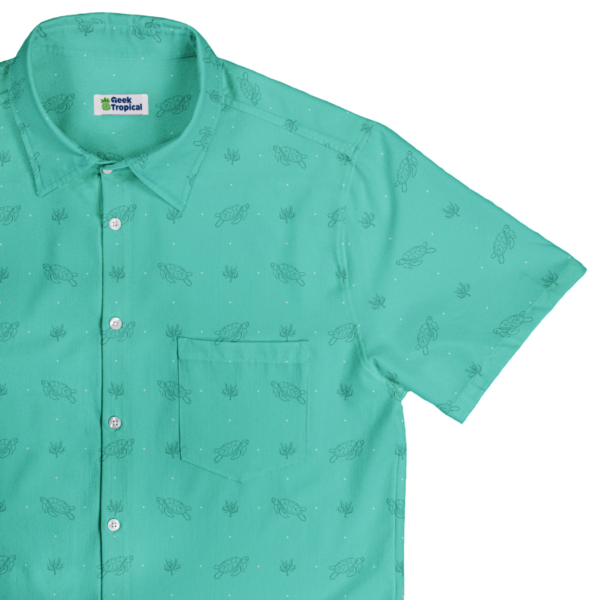 Sea Turtle Life Button Up Shirt Top Corner
