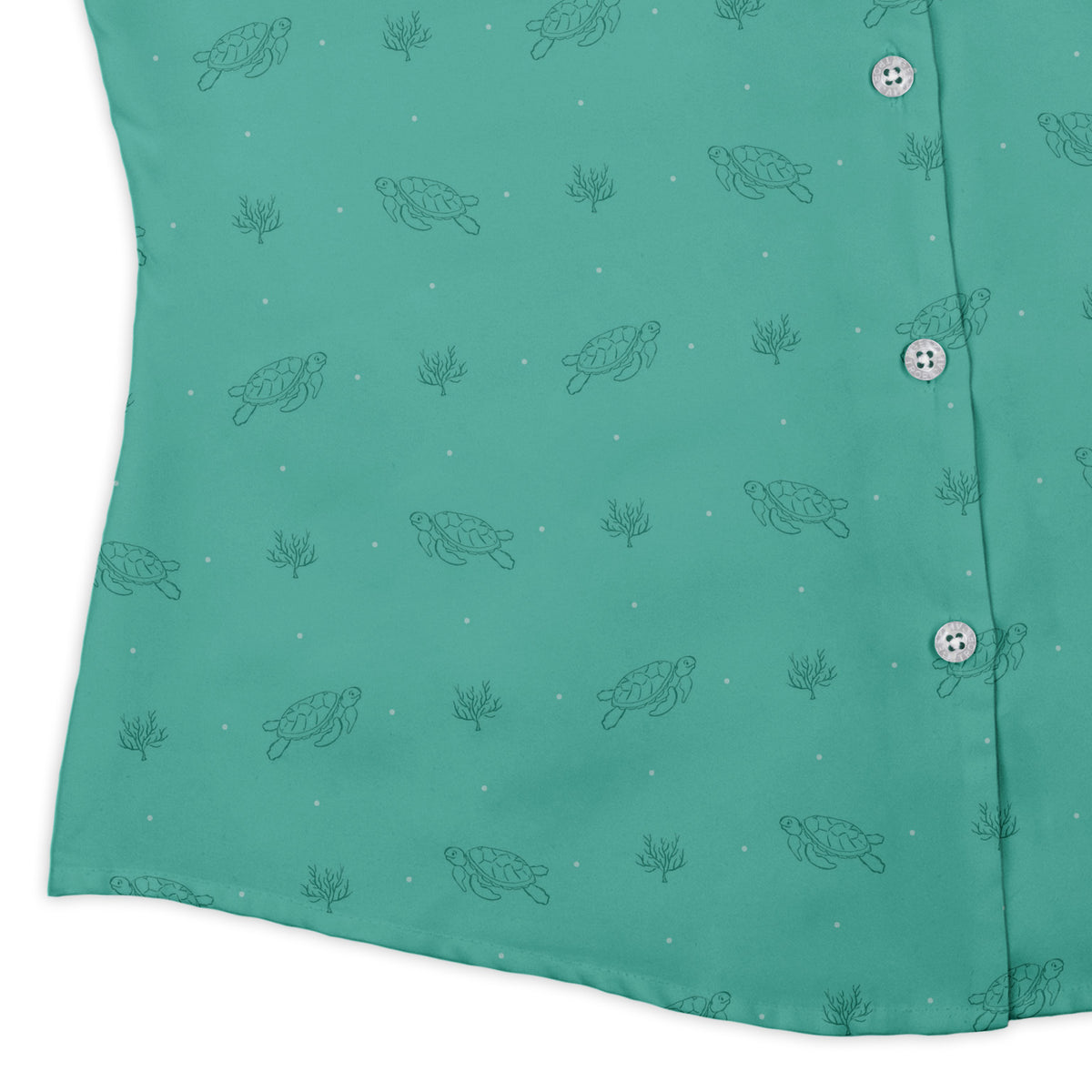 Sea Turtle Life Curvy Button Up Shirt womens corner
