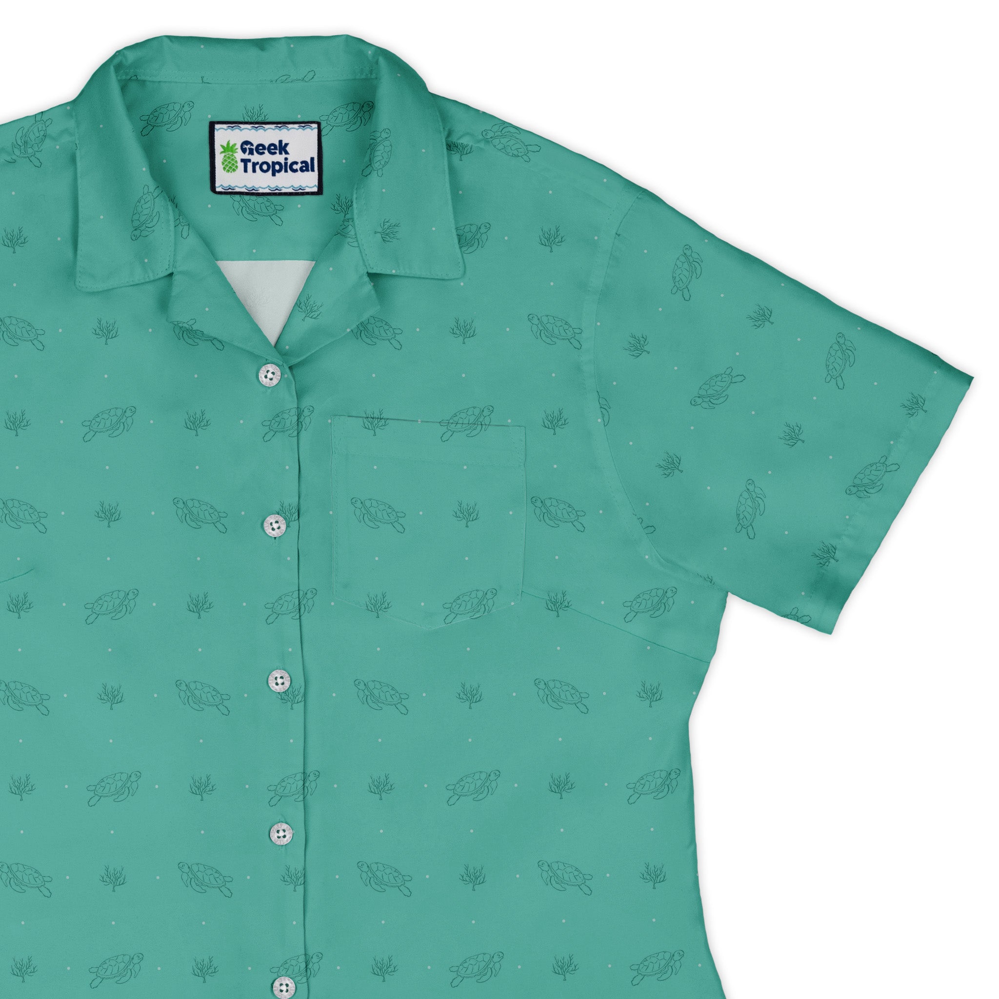 Sea Turtle Life Curvy Button Up Shirt womens top right