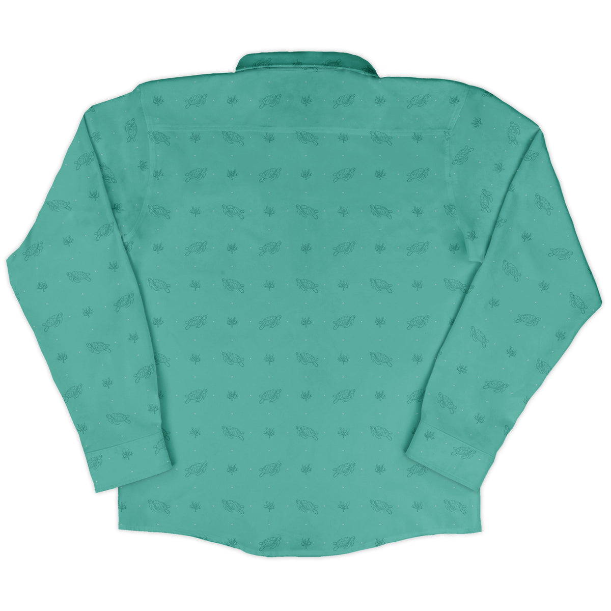 Sea Turtle Life Long Sleeve Button Up Shirt back