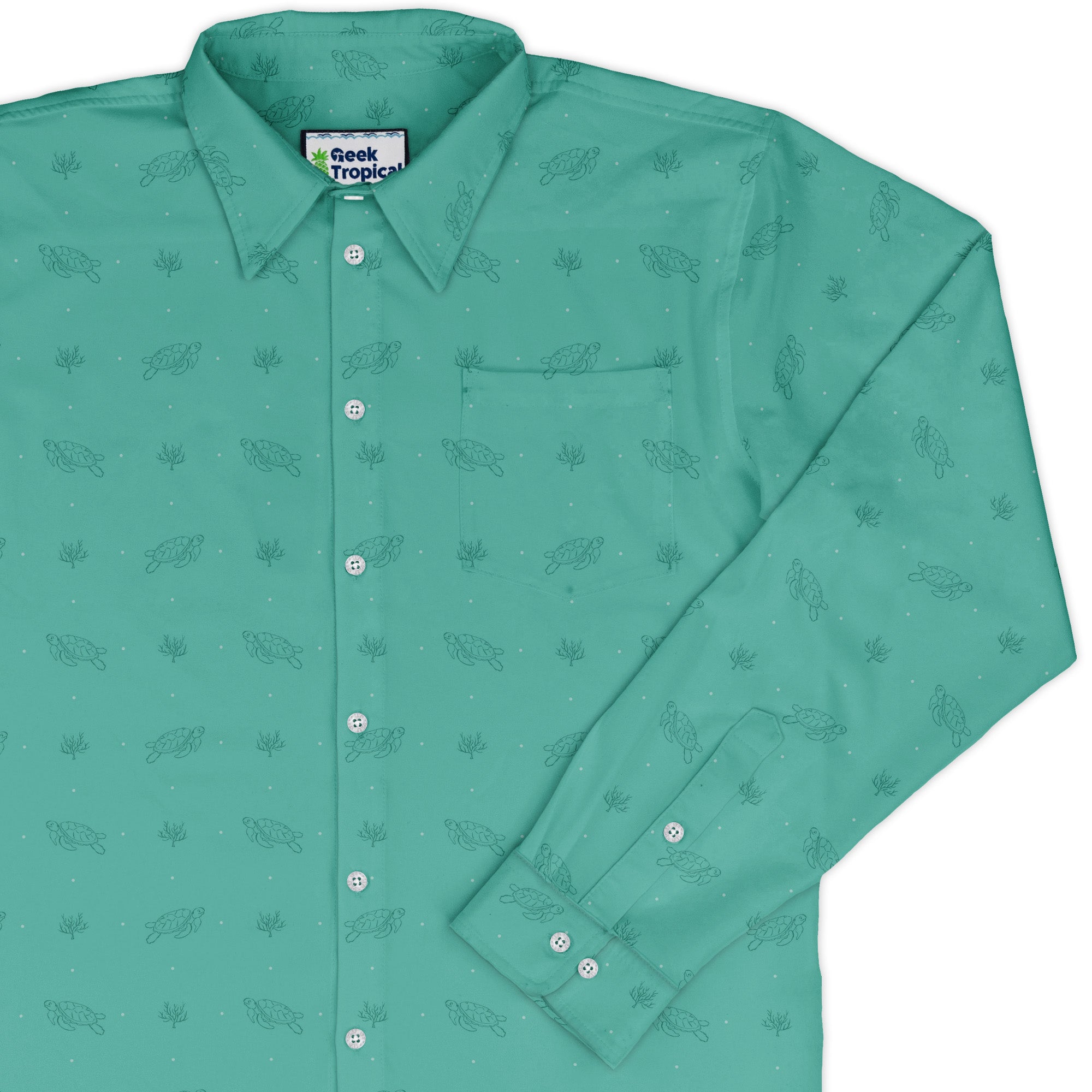 Sea Turtle Life Long Sleeve Button Up Shirt cover