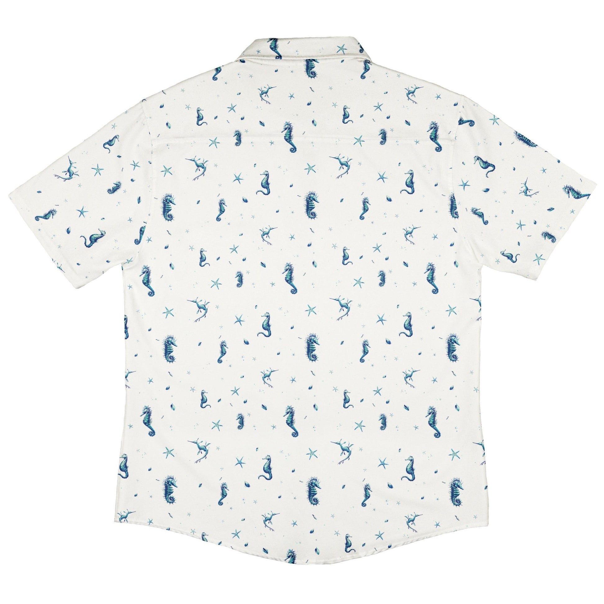 Seahorses Floating Button Up Shirt Geek Nerd adult sizing Design by Vlad Mel Marine biology