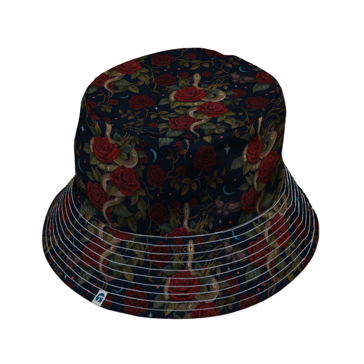 Serpent and Rose Bucket Hat Geek Nerd 0925 Animal Patterns Botany Print