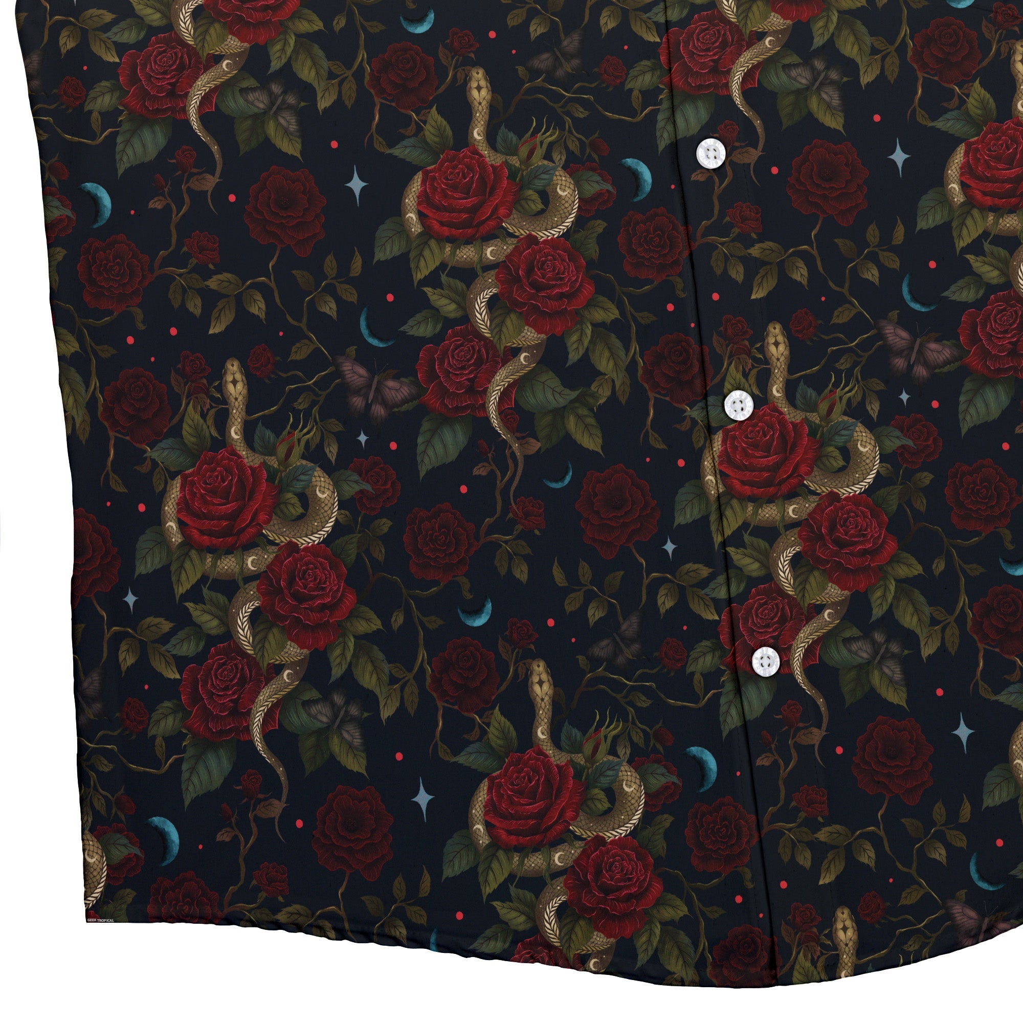Serpent and Rose Button Up Shirt Geek Nerd 0925 adult sizing All Adult Button Up Shirts