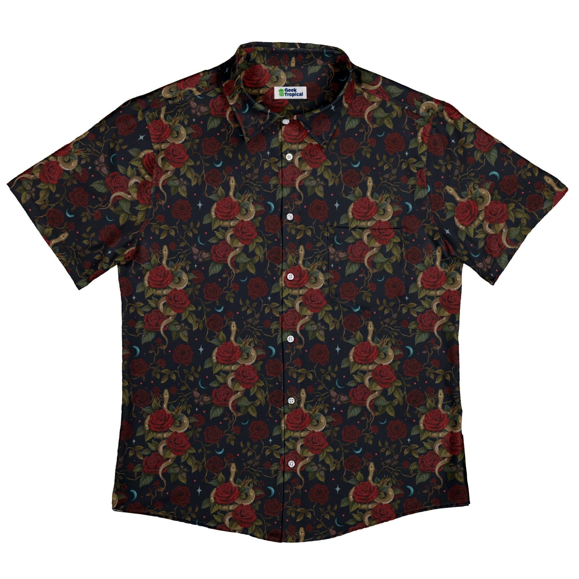 Serpent and Rose Button Up Shirt Geek Nerd 0925 adult sizing All Adult Button Up Shirts