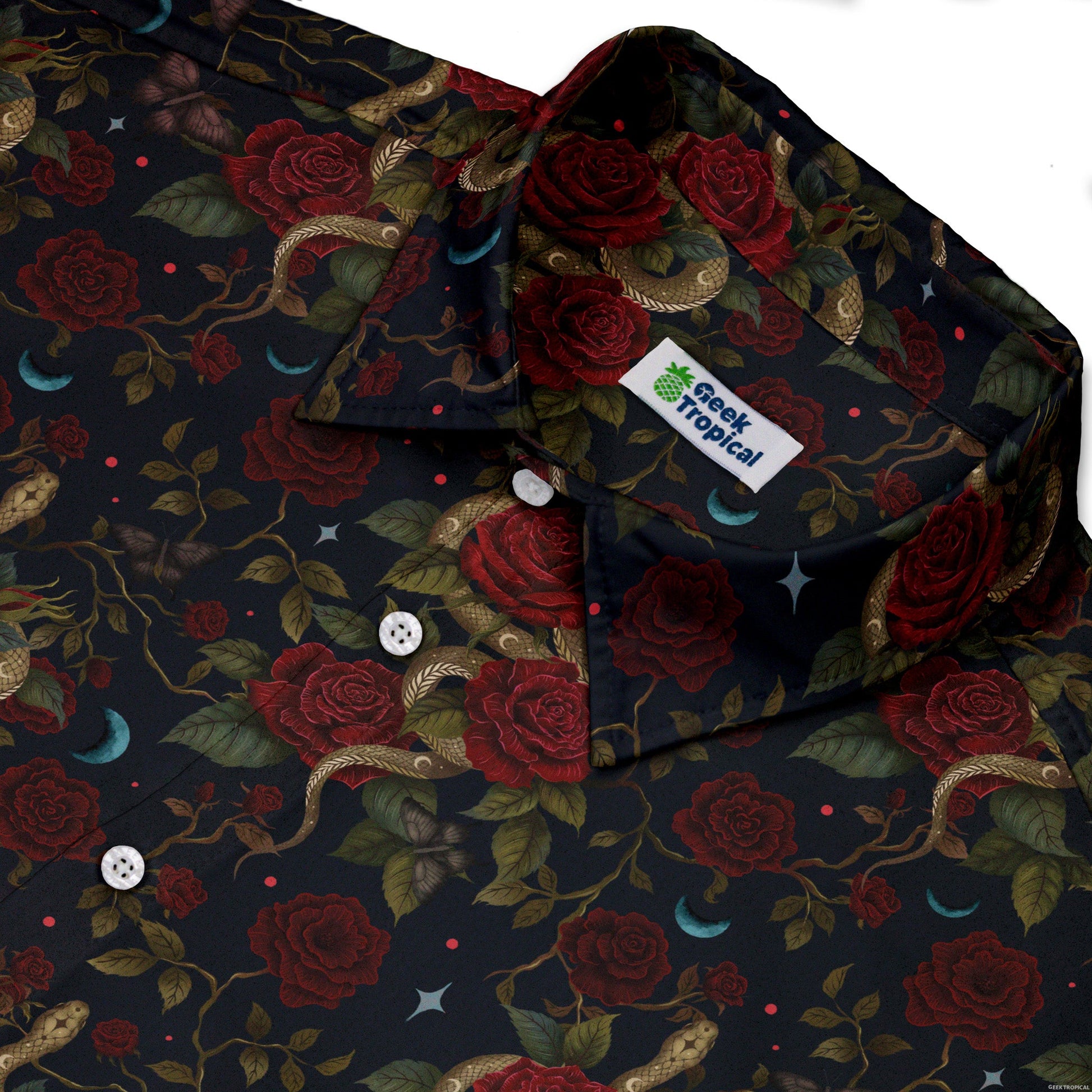 Serpent and Rose Button Up Shirt Geek Nerd 0925 adult sizing All Adult Button Up Shirts