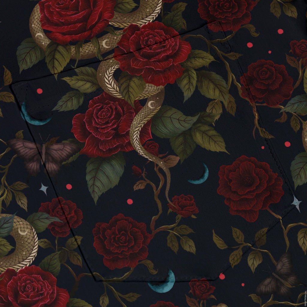 Serpent and Rose Button Up Shirt Geek Nerd 0925 adult sizing All Adult Button Up Shirts