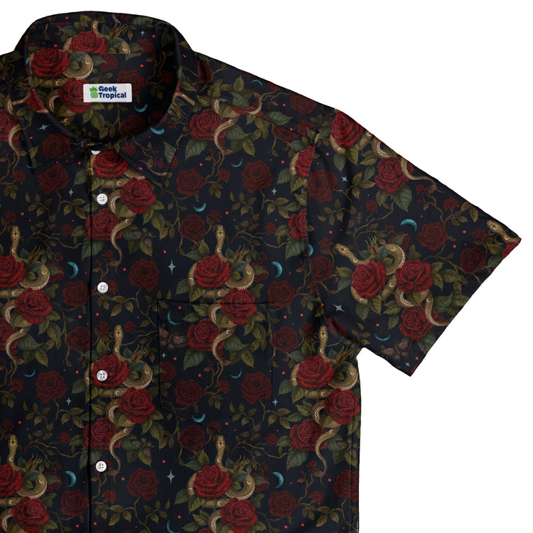 Serpent and Rose Button Up Shirt Geek Nerd 0925 adult sizing All Adult Button Up Shirts