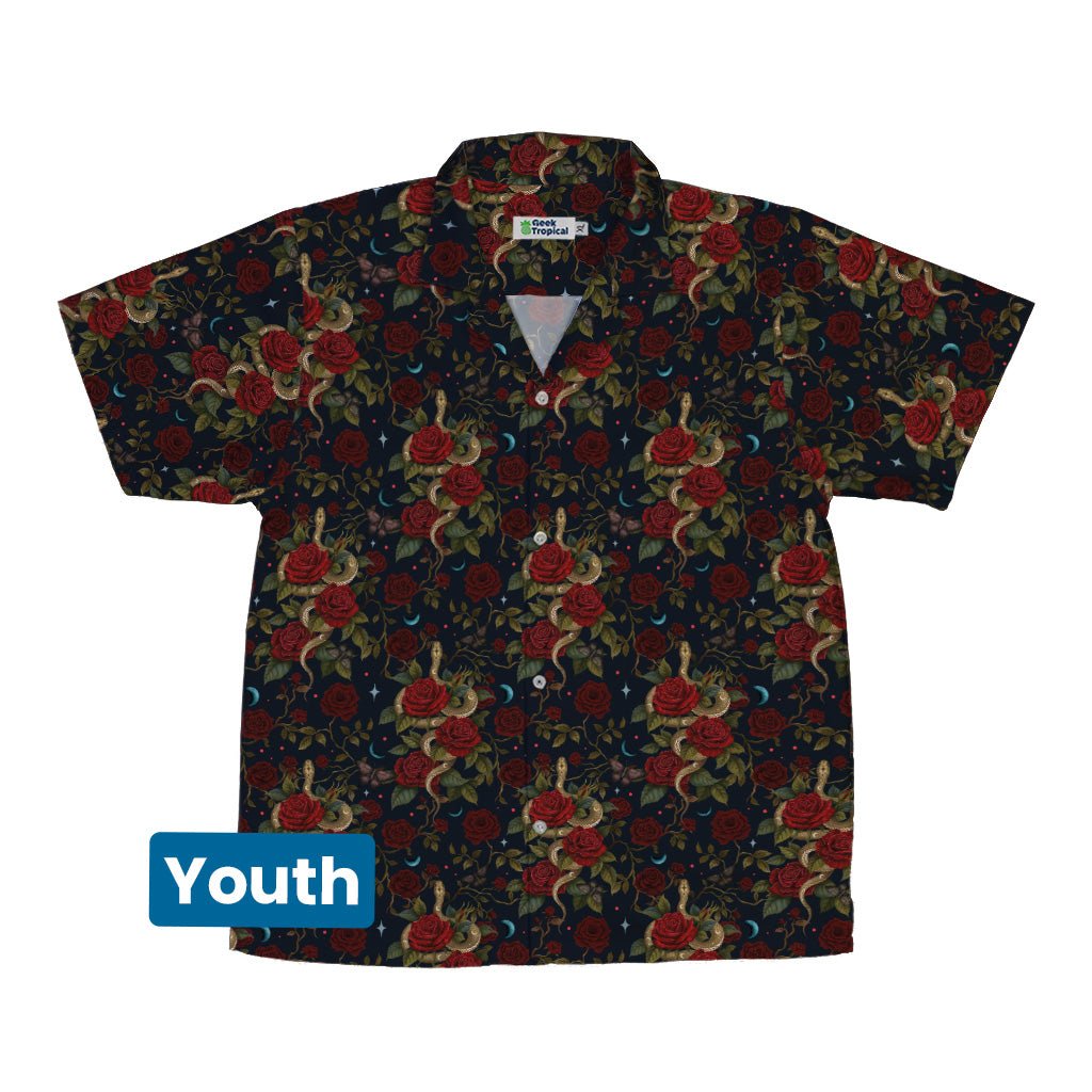 Serpent and Rose Youth Hawaiian Shirt Geek Nerd 0925 Animal Patterns Botany Print