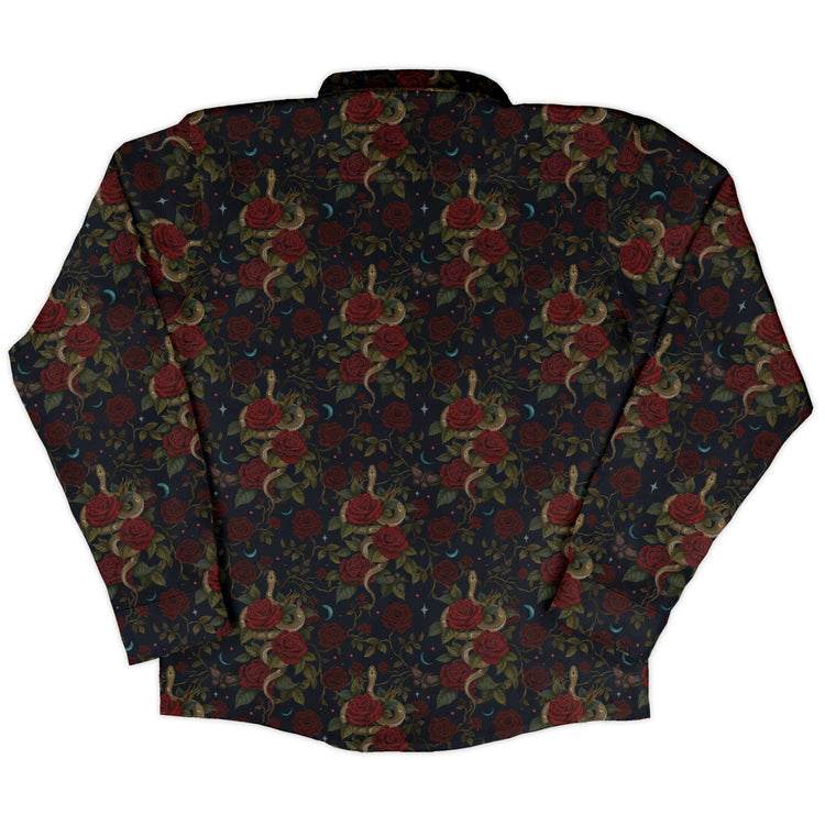 Serpent and Rose Long Sleeve Button Up Shirt Geek Nerd 0925 adult sizing All Adult Button Up Shirts