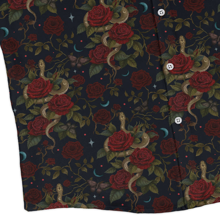 Serpent and Rose Long Sleeve Button Up Shirt Geek Nerd 0925 adult sizing All Adult Button Up Shirts