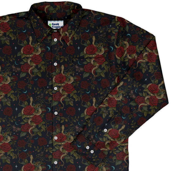 Serpent and Rose Long Sleeve Button Up Shirt Geek Nerd 0925 adult sizing All Adult Button Up Shirts