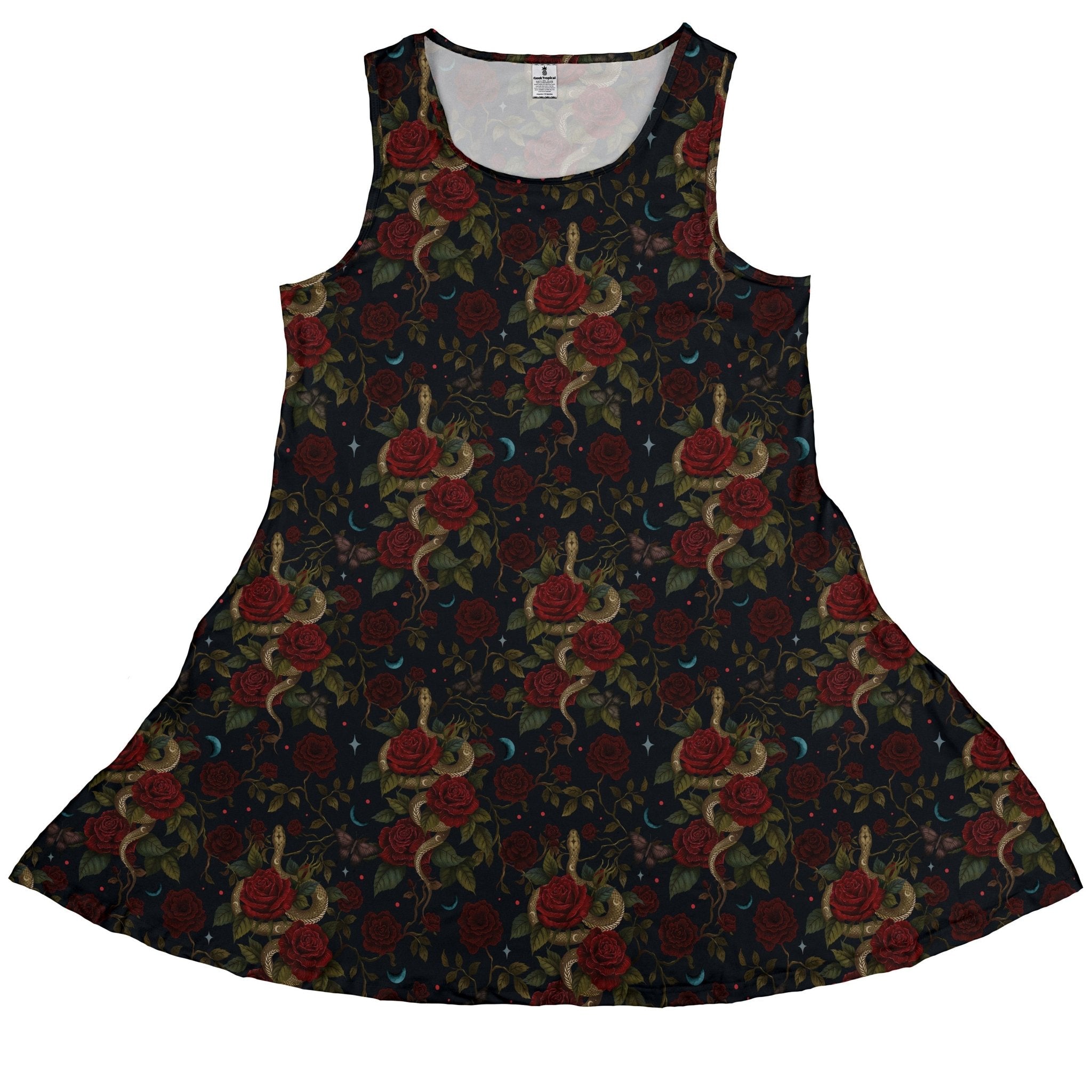 Serpent and Rose Dress Geek Nerd 0925 Animal Patterns Botany Print
