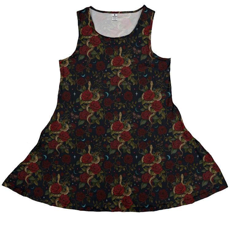 Serpent and Rose Dress Geek Nerd 0925 Animal Patterns Botany Print