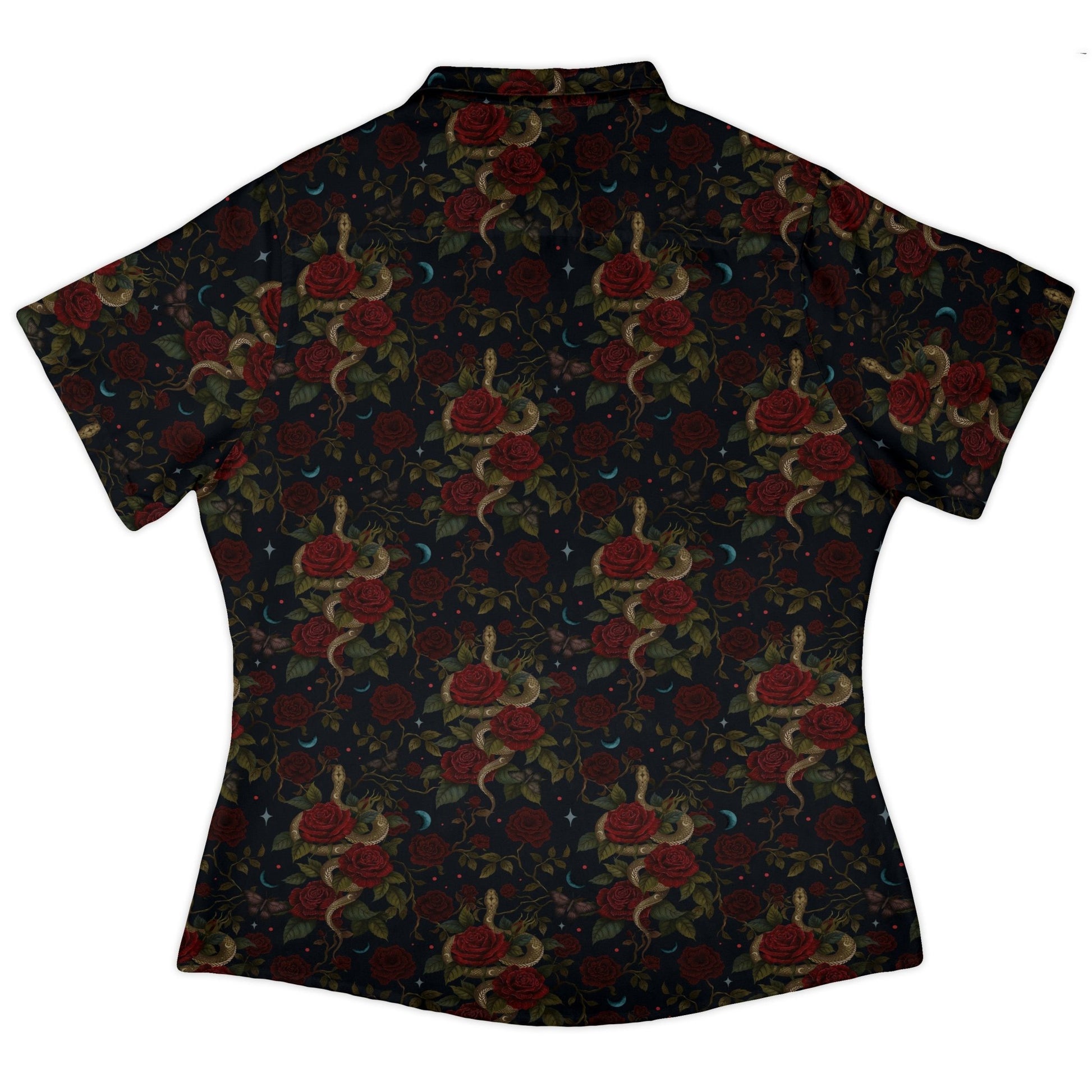 Serpent and Rose Curvy Button Up Shirt Geek Nerd 0925 All Adult Button Up Shirts Animal Patterns